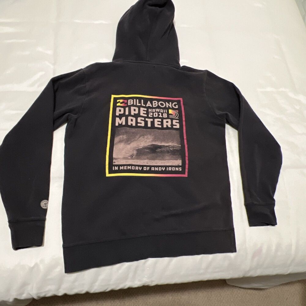 Billabong Hawaii Pipe Masters Pullover Hoodie 2018 Distressed Faded Black Street
